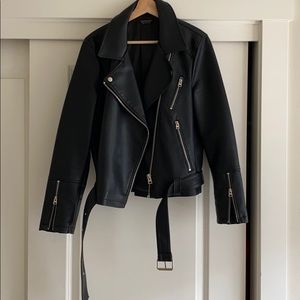 Topshop Faux Leather Moto Jacket